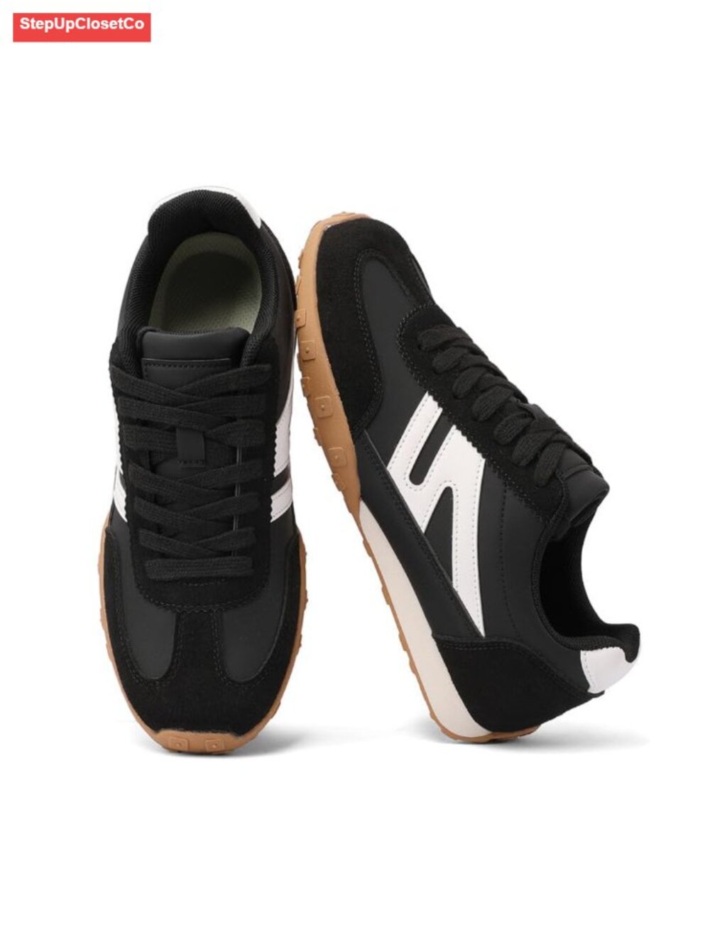 Women's Retro Faux Leather Sneakers Foam Insole Non-Slip Casual Walking Tennis